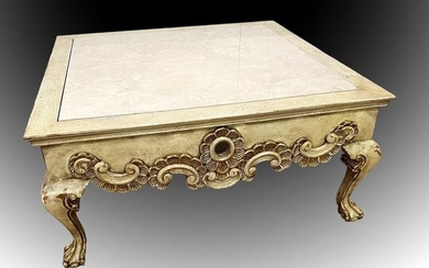 WILLIAM SWITZER MARBLE TOP COFFEE TABLE