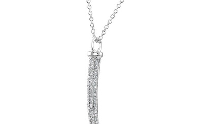 White Diamond Round 14K White Gold Fancy Fashion Drop Pendent Chain Necklace