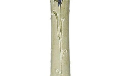 William Moorcroft (1872-1945), a Florian ware candlestick c.1900, incised WM...