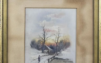 Winter Scene with Bridge