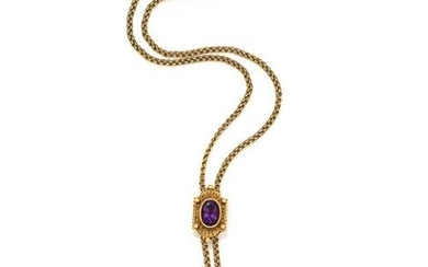 YELLOW GOLD AND AMETHYST SLIDE NECKLACE