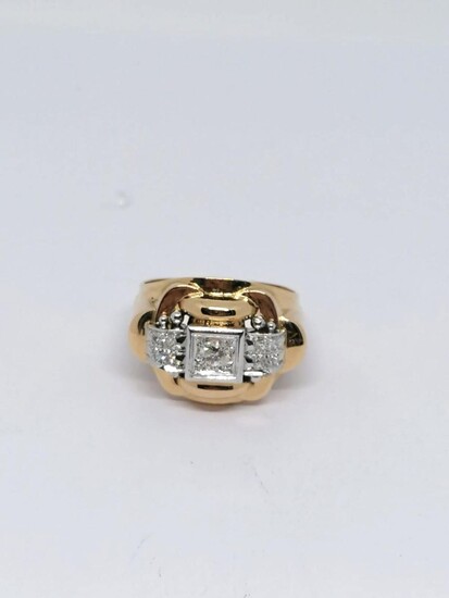 Yellow gold and diamond "French" ring
