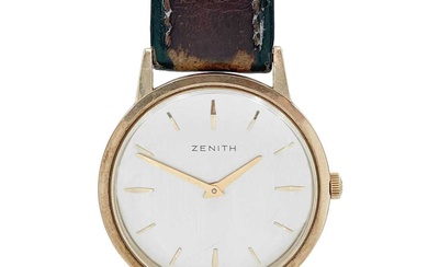 ZENITH - A 9ct gold cased gentleman's manual wind dress wristwatch.