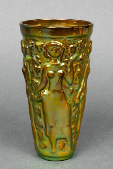 Zsolnay Iridescent Ceramic Figural Decorated Vase