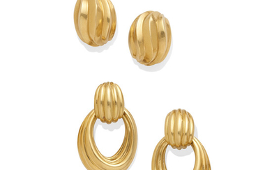 two pairs of gold ear clips