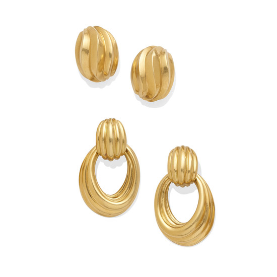 two pairs of gold ear clips