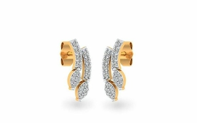 0.28 Ct Round White Diamond 18K Gold Earrings For Women