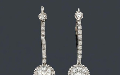 Long earrings with 16/16 cut diamonds in 18K white gold