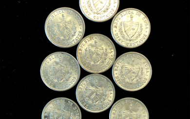 10 count 1948-49 Cuba 10 Centavos Unc.