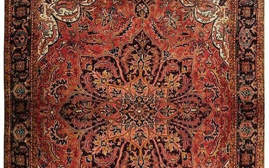 10' x 12' Light Red Hand-knotted Semi-Antique Persian Heriz Pattern Rug 73165