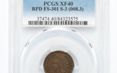 1869/69 Indian Head Cent, Repunched Date, FS-301, S-3, PCGS XF40.