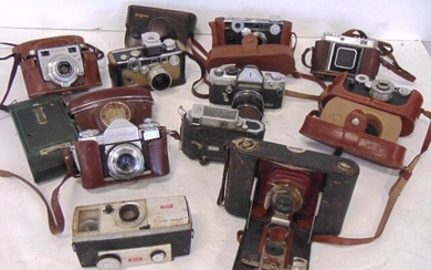 11 Old Cameras Lot , Vintage, asst Metal, slr's, Argus