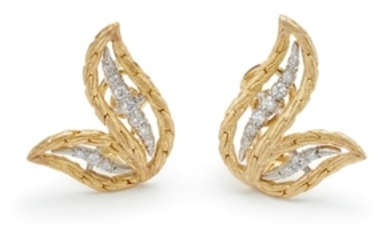 Buccellati, A Pair of Gold and Diamond 'Oro Collection' Earrings