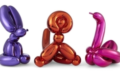 JEFF KOONS (B. 1955), Balloon Swan (Magenta), Balloon Monkey (Orange) and Balloon Rabbit (Violet)