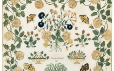A SILK-ON-GAUZE MEMORIAL NEEDLEWORK PICTORIAL, WROUGHT BY EMMA MATILDA SEAL (1811-1864), PROBABLY CHESTER COUNTY, PENNSYLVANIA, DATED 1828