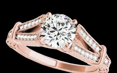 1.25 ctw Certified Diamond Solitaire Antique Ring 10k Rose Gold