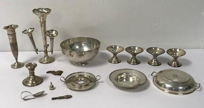 13 PCS. MISCELLANEOUS STERLING HOLLOWARE, 20TH C.