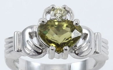 14 K White Gold Alexandrite (IGI Cert) & Diamond Ring