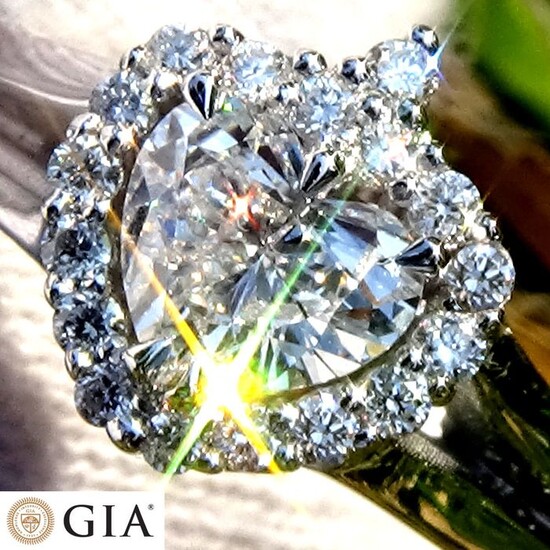 14 kt. White gold - Ring Diamond - E/SI1 GIA Certified - No Reserve