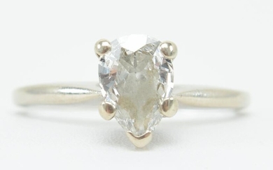 14 kt gold and pear shape diamond solitaire engagement