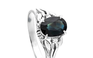 1.45 tcw Sapphire Ring Platinum - Ring - 1.42 ct Star Sapphire - 0.03 ct Diamonds - No Reserve Price