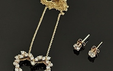 14K Gold Diamond Necklace and Earrings (3pc)