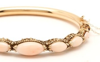 14K Pink Opal Bangle Bracelet