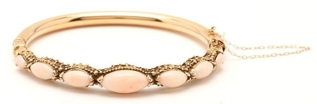 14K Pink Opal Bangle Bracelet