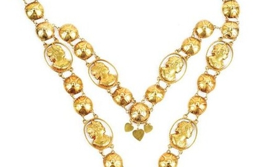 14K YELLOW GOLD GYPSY NECKLACE.