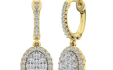 14K Yellow Gold 1 1/2 Ctw Diamond Drop Earrings