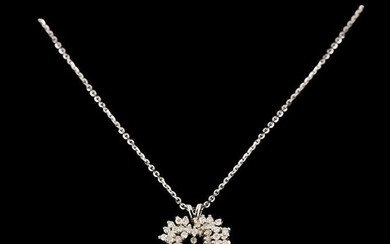 14KT White Gold 0.55 ctw Diamond Pendant With Chain