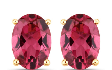 14KT Yellow Gold 1.56ctw Pink Tourmaline Earrings