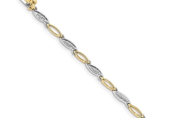 14k Two-tone Diamond Link Bracelet - 7.5