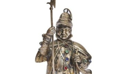 15-Halberdier with silver lantern highlighted with coloured stone cabochons.