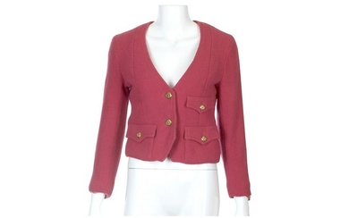 Chanel Pink Boucle Cropped Jacket