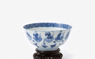 A Chinese blue and white 'Immortals' bowl