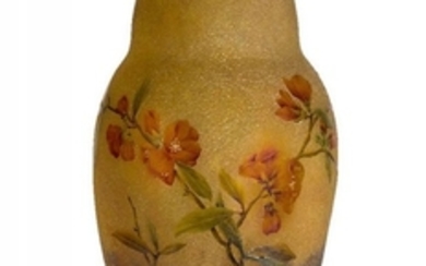 Daum, an enamelled glass vase c.1920. signed...