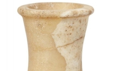 An Egyptian alabaster waisted cylindrical vase, Egypt,...