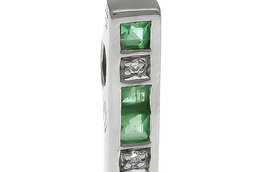 Emerald brilliant pendant WG 585/000 with 4 square fac.