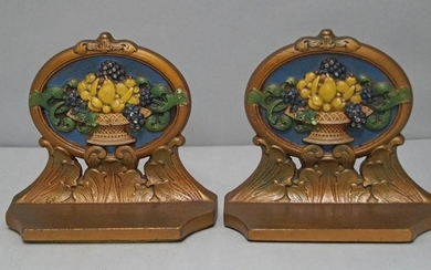 Fruit in Urn Cast Iron Bookends