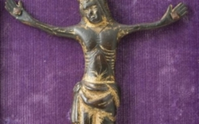 Gilded copper Christ. Possibly from the Meuse Valley