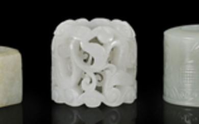 Group of Three Chinese Carved Jade Archer's Rings