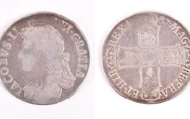 JAMES II, 1685-88. CROWN, 1687. TERTIO. Obv: Laureate and draped bust left. Rev: Crowned cruciform shields. F. (1 coin)...