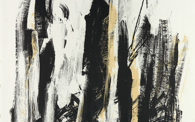 JOAN MITCHELL Arbres (Black and Yellow). Color lithograph, 1991-92. 762x562 mm; 30x22 1/8...