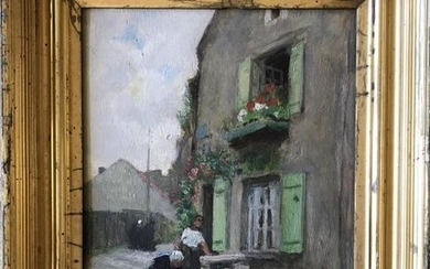 Jules Herve European Street Scene Oil Painting