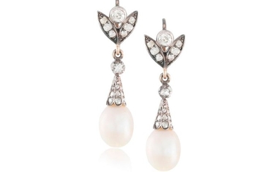 A PAIR OF LATE 19TH CENTURY NATURAL PEARL AND DIAM…