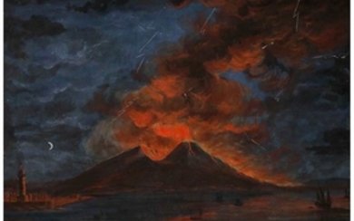 NEAPOLITAN PAINTER, 19th CENTURY Eruption of Vesuvio Gouache on paper,...