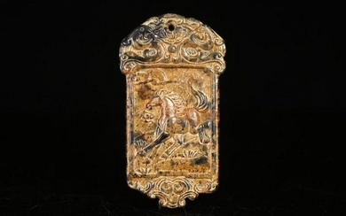 AN OLD JADE TABLET CARVED IN HORSE