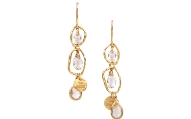 A pair of rock crystal pendent earrings, by...