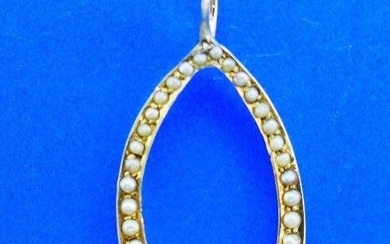VINTAGE 14k Yellow Gold & Seed Pearl Wishbone Charm